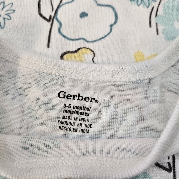 Gerber Floral Onsie 100% Cotton Yellow Blue Ruffle Sleeve Size 3-6M - Picture 3 of 3